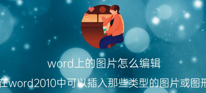 word上的图片怎么编辑 在word2010中可以插入那些类型的图片或图形？